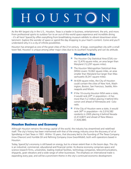 Houston's Size Houston Business and Economy