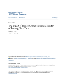 The Impact of Trainee Characteristics on Transfer of Training Over Time