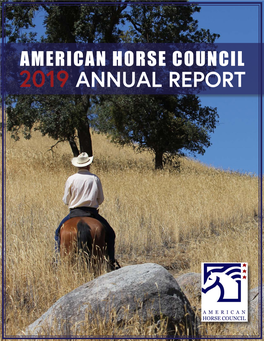 2019 ANNUAL REPORT PRESIDENT’S LETTER It Continues to Be a Wonderful Privilege to Serve This Great Organization and the Equine Industry
