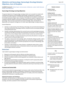 Obstetrics and Gynecology: Gynecologic Oncology Rotation Objectives, Core of Discipline