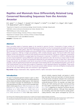 Reptiles and Mammals Have Differentially Retained Long Conserved Noncoding Sequences from the Amniote Ancestor