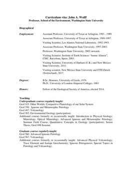 John Wolff CV