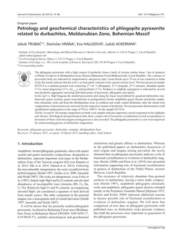 Petrology and Geochemical Characteristics of Phlogopite Pyroxenite Related to Durbachites, Moldanubian Zone, Bohemian Massif