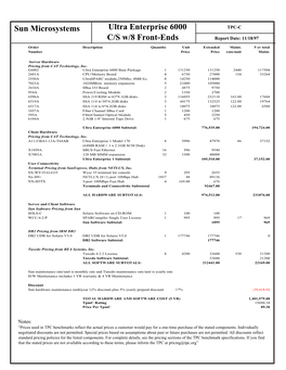 Sun Microsystems Ultra Enterprise 6000 C/S W/8 Front-Ends