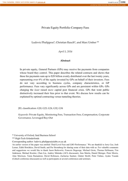 Private Equity Portfolio Company Fees