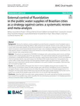 External Control of Fluoridation in the Public Water Supplies of Brazilian