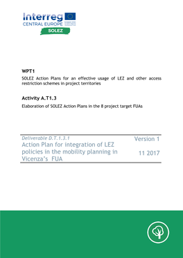 Action Plan for Integration of LEZ Policies in the Mobility Planning in Vicenza's FUA Version 1 11 2017