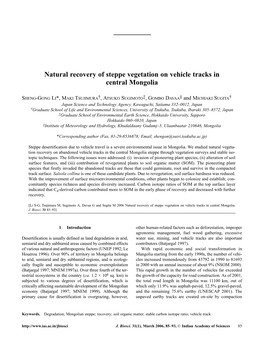 Natural Recovery of Steppe Vegetation on Vehicle Tracks in Central Mongolia