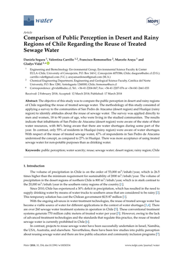 Comparison of Public Perception in Desert and Rainy Regions of Chile Regarding the Reuse of Treated Sewage Water