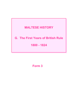 Malta As a British Protectorate