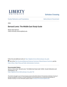 Bernard Lewis: the Middle East Study Guide