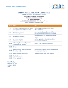 Medicaid Advisory Committee