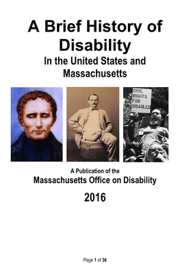 A Brief History of Disability in the United States and Massachusetts