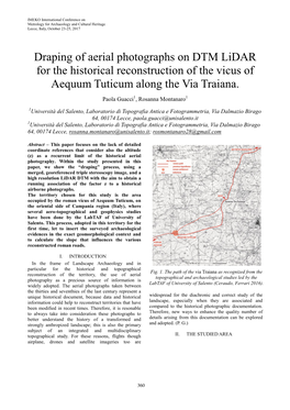 Draping of Aerial Photographs on DTM Lidar for the Historical Reconstruction of the Vicus of Aequum Tuticum Along the Via Traiana