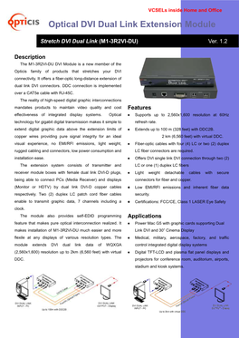 Optical DVI Dual Link Extension Module