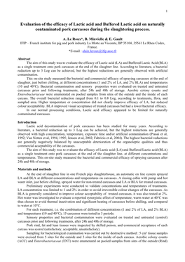 Evaluation of the Efficacy of Lactic Acid on Naturally Contaminated