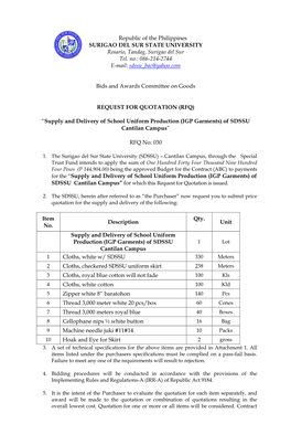 Republic of the Philippines SURIGAO DEL SUR STATE UNIVERSITY Rosario, Tandag, Surigao Del Sur Tel