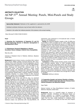 ACNP 57Th Annual Meeting: Panels, Mini-Panels and Study Groups