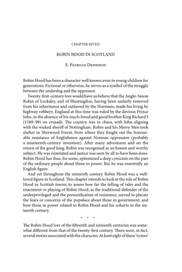 ROBIN HOOD in SCOTLAND E. Patricia Dennison Robin Hood Has