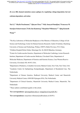 De Novo BK Channel Mutation Causes Epilepsy by Regulating Voltage-Dependent, but Not Calcium-Dependent, Activation