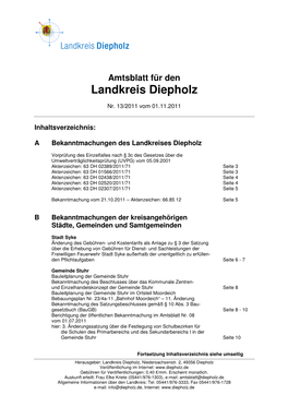 Amtsblatt Für Den Landkreis Diepholz