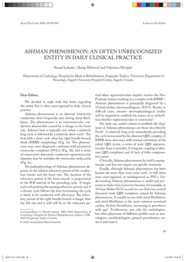 Ashman Phenomenon: an Often Unrecognized Entity in Daily Clinical Practice