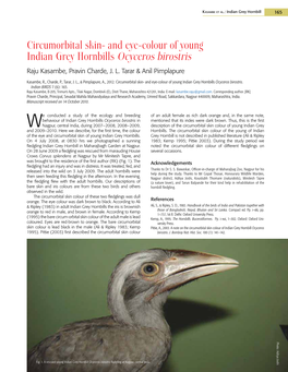 Circumorbital Skin- and Eye-Colour of Young Indian Grey Hornbills Ocyceros Birostris Raju Kasambe, Pravin Charde, J