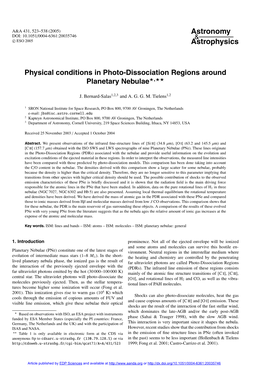 Physical Conditions in Photo-Dissociation Regions Around Planetary Nebulae�,