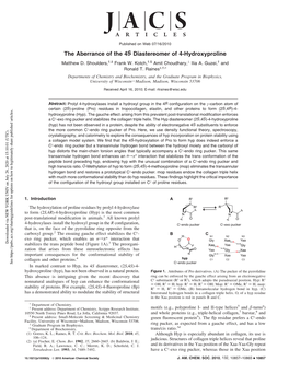 The Aberrance of the 4S Diastereomer of 4-Hydroxyproline Matthew D