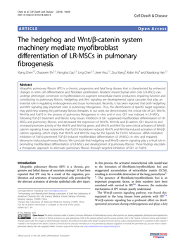 The Hedgehog and Wnt/Î²-Catenin System Machinery Mediate