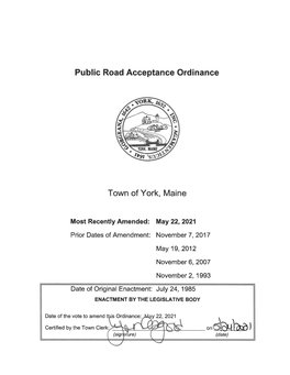 Public Road Acceptance Ordinance (PDF)