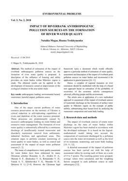 Impact of Riverbank Anthropogenic Pollution Sources on the Formation of River Water Quality