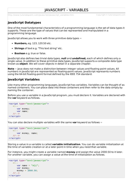 Javascript Variables