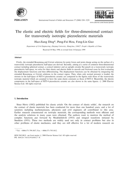 The Elastic and Electric Fields for Three-Dimensional Contact For