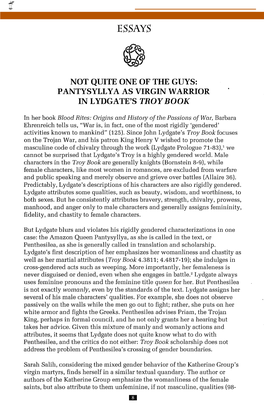 Pantysyllya As Virgin Warrior in Lydgate's Troy Book