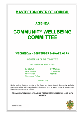 Masterton District Council Agenda Community Wellbeing Committee