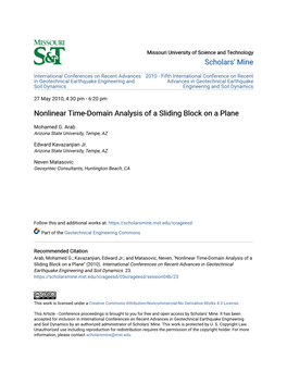 Nonlinear Time-Domain Analysis of a Sliding Block on a Plane