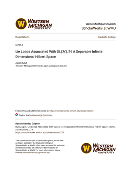 Lie Loops Associated with GL (ℋ), ℋ a Separable Infinite Dimensional