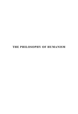 "The Philosophy of Humanism"