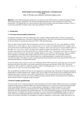 British English Pronunciation Preferences: a Changing Scene J.C