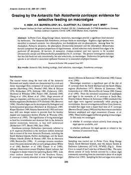 Grazing by the Antarctic Fish Notothenia Coriiceps