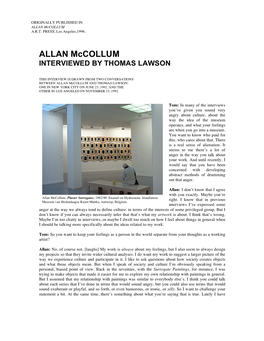 Interview with Allan Mccollum