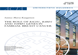 The Role of Bach1, Bard1 and Topbp1 Genes in Familial Breast Cancer