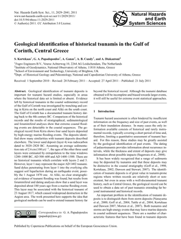 Geological Identification of Historical Tsunamis in The