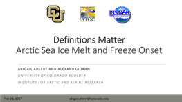 Arctic Sea Ice Melt and Freeze Onset