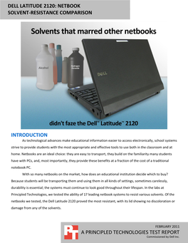 Dell Latitude 2120: Netbook Solvent-Resistance Comparison a Principled Technologies Test Report 2