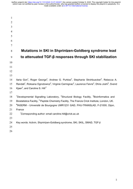 Mutations in SKI in Shprintzen-Goldberg Syndrome Lead