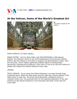 At the Vatican, Some of the World's Greatest Art