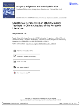 Sociological Perspectives on Ethnic Minority Teachers in China: a Review of the Research Literature