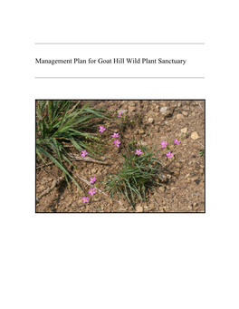 Management Plan for Goat Hill Wild Plant Sanctuary